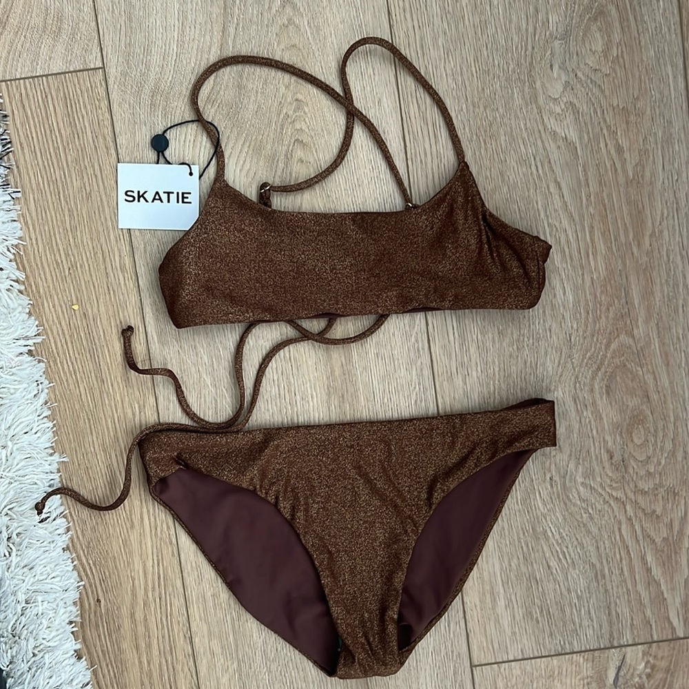 Skatie Bikini Set sparkly brown and gold-brand new